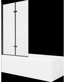 Mexen Cubik obdĺžniková vaňa 160 x 70 cm s obkladom a 2-krídlovou zástenou 100 cm, Transparentné, Čierna - 550316070X9210027000