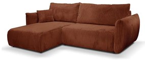 Univerzálna rozkladacia rohová sedacia súprava do tvaru L s úložným priestorom FRIDA, hnedá