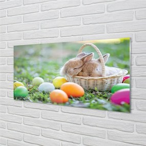 Sklenený obraz králiky vajcia 140x70 cm