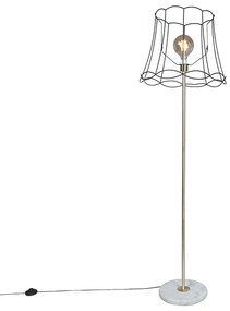 Retro stojaca lampa mosadz s rámom Granny čierna 45 cm - Kaso