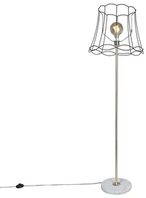 Retro stojaca lampa mosadz s rámom Granny čierny 45 cm - Kaso