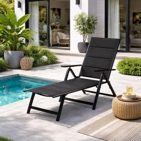 Polohovateľné relaxačné lehátko Avenberg RIVIERA, čierna