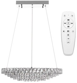 Toolight - Krištáľová závesná lampa 60cm APP775-1CP + diaľkové ovládanie, chrómová, OSW-05026