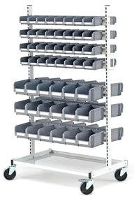 Mobilný stojan na náradie s boxami, 100 plastových boxov, 1650x925x606 mm