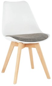 Jedálenská stolička DAMARA – drevo, plast, látka, viac farieb sivá
