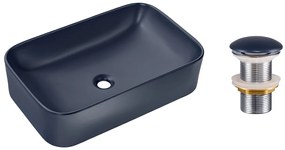 Súprava keramického umývadla na dosku a výpuste Kama 60 cm modrá