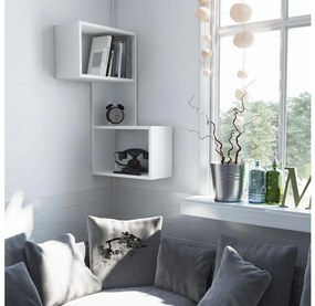 Rohová nástenná polica PART 85,5x47 cm biela