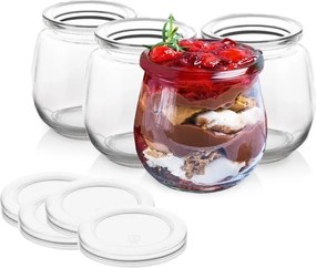 VILDE Sada 4ks pohárov na jogurt a dezert s viečkami, 300ml