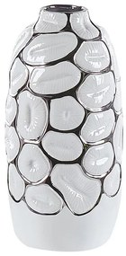 Kamenina Dekoratívna váza 34 Biela Strieborná CENABUM Beliani