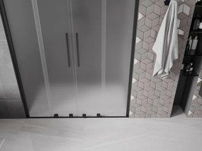Mexen Velar Duo, posuvné sprchové dvere do otvoru 140 cm, 8mm sklo námraza, čierna matná, 871-140-000-32-70
