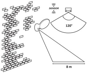 Rabalux 8135 - LED Vonkajšie nástenné svietidlo senzor VARNA LED/12W/230V IP54