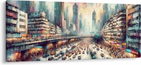 Obraz - Život veľkomesta (120x50 cm)