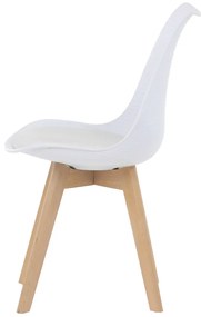 Autronic - Židle jídelní, bílá plastová skořepina, sedák bílá látka, masiv přírodní buk - CT-X7056 WT AKCE