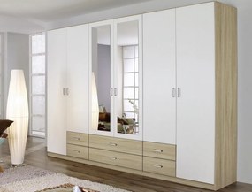 Šatníková skriňa Gamma, dub sonoma/biela