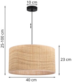 Závesné svietidlo Rattan, 1x ratanové tienidlo, (fi 40cm), b