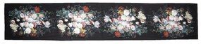 Čierny behúň na stôl s kvetinami - 35*180 cm