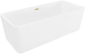 Mexen Nila, voľne stojaca ryhovaná vaňa 170 × 75 cm, biela lesklá, zlatý matný prepad, 52841708000-55