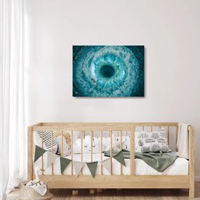Sklenený obraz mora s loďkou (70x50 cm)