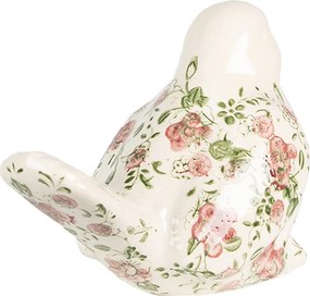 Keramický dekoračný vtáčik s ružovými kvetmi Lillia L - 19*11*14 cm
