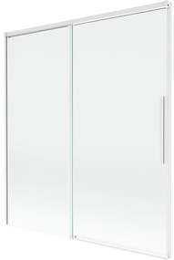 Mexen Rox, 2-krídlová posuvná vaňová zástena 150 x 150 cm, 8mm číre sklo, biely profil, 8C9-150-001-20-00