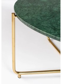 Okrúhly konferenčný stolík s mramorovou doskou v zeleno-zlatej farbe ø 70 cm Timpa – White Label