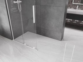 Mexen Velar L, posuvná sprchová zástena Walk-in 110 x 200 cm, 8mm číre sklo, biela matná, 871-110-003-03-20