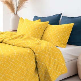 Goldea bavlnené posteľné obliečky - mozaika na žltom 140 x 200 a 70 x 90 cm