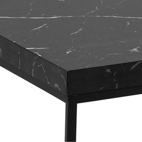 Čierny konferenčný stolík s doskou v dekore mramoru 55x110 cm Barossa – Actona