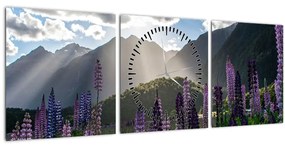 Obraz - Scenérie vlčích bôbov (s hodinami) (90x30 cm)