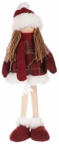 Vianočná dekorácia látkové dievčatko Kabátik, v. 35 cm, červená