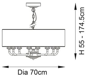 Endon 98938 - Luster na reťazi HIGHCLERE 8xE14/40W/230V Ø 70 cm biela/mosadz