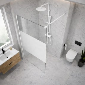Erga Paris, sprchová zástena Walk-In 80x200 cm, 8mm číre/mliečne sklo, biely matný profil, ERG-V02-PARIS-080x200-MF-WH