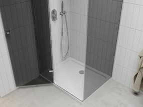 Mexen Roma, sprchový kút s krídlovými dverami 70 (dvere) x 100 (stena) cm, 6mm šedé sklo, chrómový profil + slim sprchová vanička biela + chrómový sifón, 854-070-100-01-40-4010