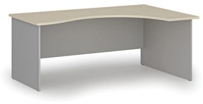 Ergonomický kancelársky pracovný stôl PRIMO GRAY, 1800 x 1200 mm, pravý, sivá/buk