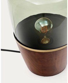 Zelená/v tmavoprírodnej farbe stolová lampa so skleneným tienidlom (výška 30 cm) Silex – Kave Home