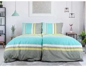 Sivé/tyrkysové krepové obliečky na jednolôžko 140x200 cm Beautiful Spring – B.E.S.
