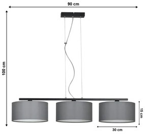 Luster na lanku ASTRA 3xE27/60W/230V šedá