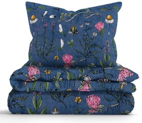 Bavlnené obliečky Renforcé - Herbár tmavo modrý