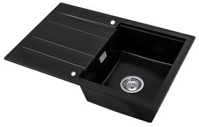 Gamma Modern 8050, 1-komorový granitový drez 790x500x210 mm, čierna, GMA-ZM-8050-BK