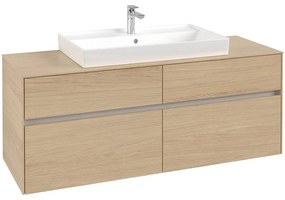 VILLEROY &amp; BOCH Collaro závesná skrinka pod umývadlo na dosku (umývadlo v strede), 4 zásuvky, 1400 x 500 x 548 mm, Nordic Oak, C08800VJ