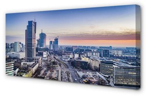 Obraz na plátne Panorama Varšavy mrakodrapov svitania 100x50 cm