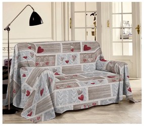 Viacúčelová bavlnená prikrývka Shabby love červená Made in Italy