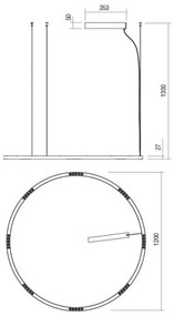 Redo 01-2209 - LED Luster na lanku UNION LED/68W/230V 3000K pr. 120 cm zlatá