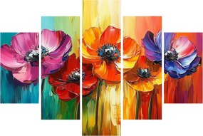Obraz - Päť pestrofarebných kvetov (150x105 cm)
