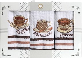 KUCHYNSKÉ UTIERKY CUP OF COFFEE SADA 3 KS 35X50 CM VZOROVANÉ
