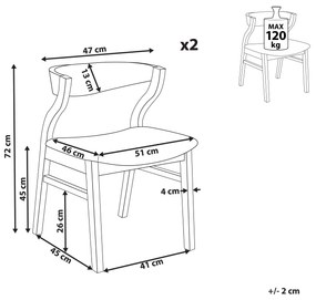 Sada 2 jedálenských stoličiek svetlé drevo/béžová MAROA Beliani