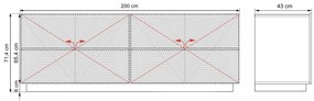 Komoda Asha 200 cm na sokli - artisan / rivier stone mat
