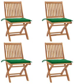 Skladacie záhradné stoličky s podložkami 4 ks tíkový masív 3072812