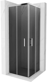 Mexen Rio, štvorcový sprchovací kút s posuvnými dverami 70(dvere) x 70(dvere) x 190 cm, 6mm šedé sklo, chrómový profil, 860-070-070-01-40