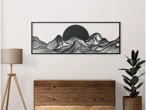 drevko Široký obraz Západ slnka za horami Rozmer obrazu: 32 x 89 cm, Farba dekorácie: Čierna
